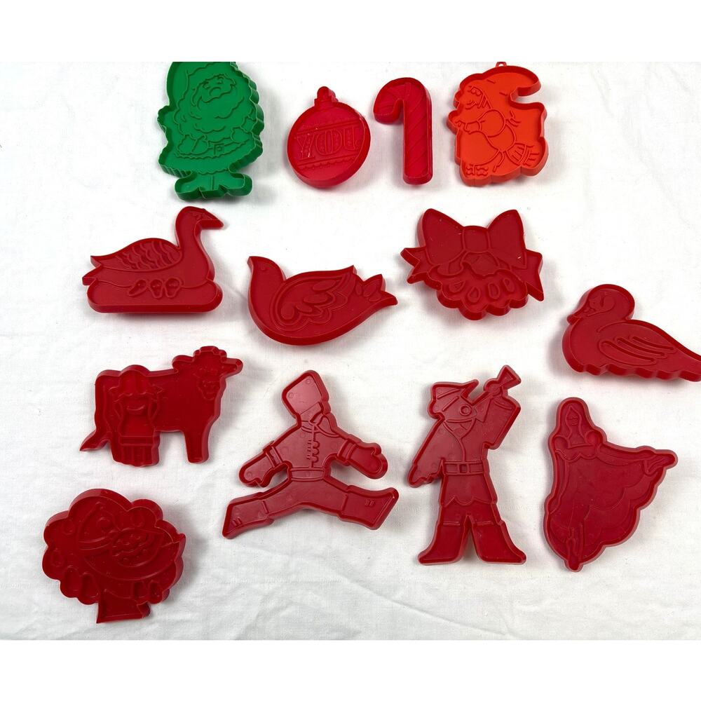 Vintage Lot Holiday Themed Plastic Cookie Cutters Hallmark/Chilton Brands 1970s